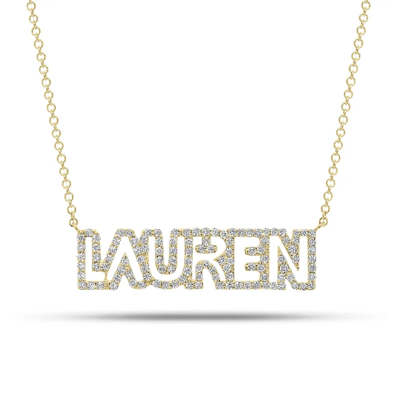 Buy More, Save More On Stunning Jewelry Designs Diamond Block Letter Nameplate Necklace