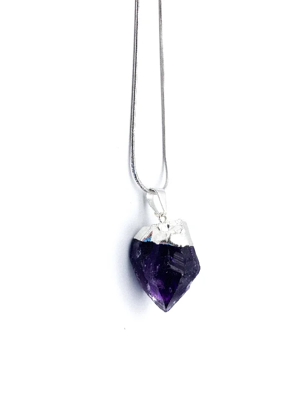 Clearance Sale On High-End Jewelry Collections Amethyst Silver Dipped Pendant Necklace