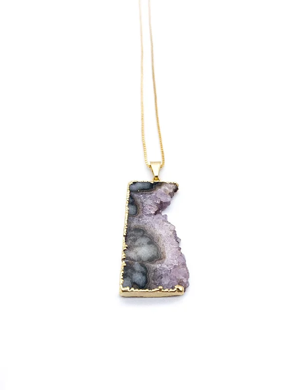 Shop Elegant Jewelry At Unbeatable Prices Amethyst Slice Gold Dipped Pendant Necklace