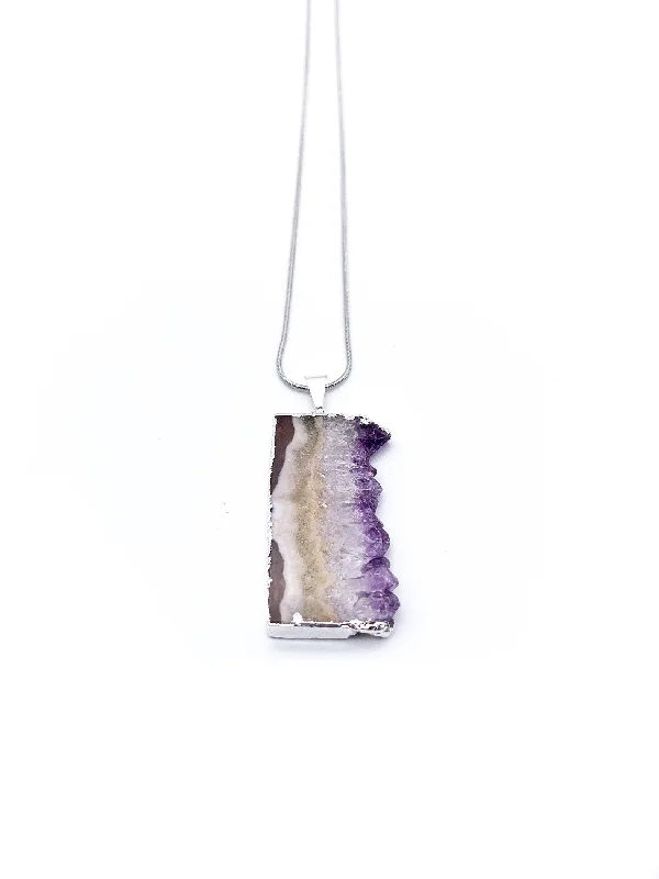 Exclusive Jewelry Sale – Limited-Time Discounts Amethyst Slice Silver Dipped Pendant Necklace