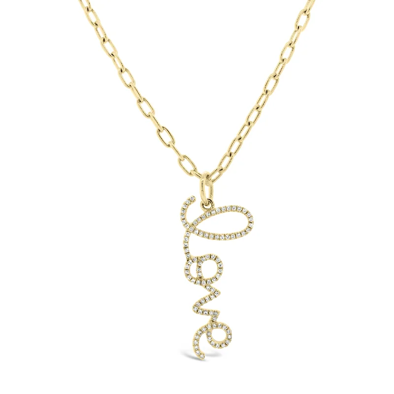 Bestselling Jewelry Now On Sale – Elevate Your Look Large Diamond ‘Love’ Script Pendant