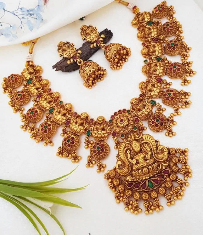Exclusive Jewelry Offers – Sparkle For Less Gold Plated Laxmi Necklace Set multicolo