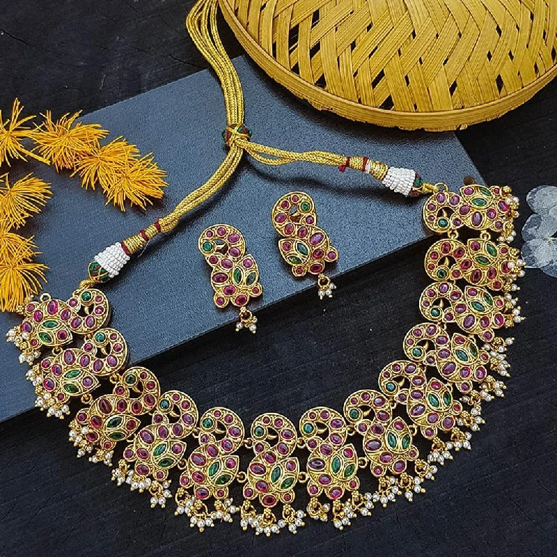 Bohemian-Inspired Jewelry For Free-Spirited Fashion Gold Plated Temple Necklace Set with Real kemp stone