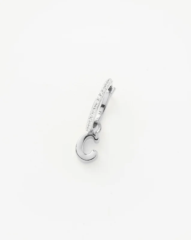 Exclusive Jewelry Bundles At Discounted Rates Initial Single Charm Hoop Earring  - Initial C | Sterling Silver