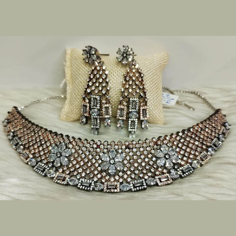 Best-Selling Jewelry Now Available At Special Deals Jain Jewellers Antic Rose Gold Plated AD Choker Necklace Set