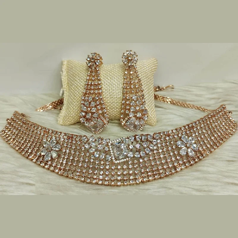 Seasonal Jewelry Deals – Elevate Your Style Jain Jewellers Gold Plated AD Choker Necklace Set