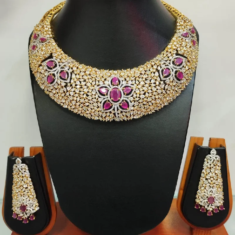 Modern Jewelry At Exclusive Discounts – Shop Today Jain Jewellers Gold Plated AD Choker Necklace Set