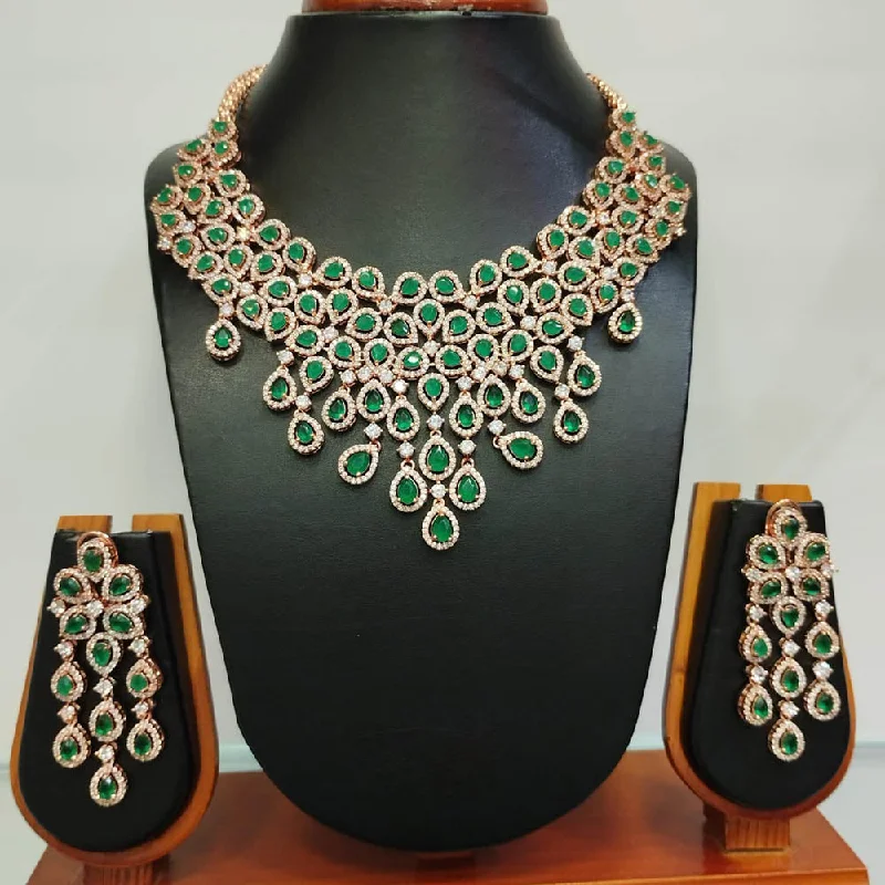 Exclusive Jewelry Sale – Sparkle For Less Jain Jewellers Rose Gold Plated AD Choker Necklace Set