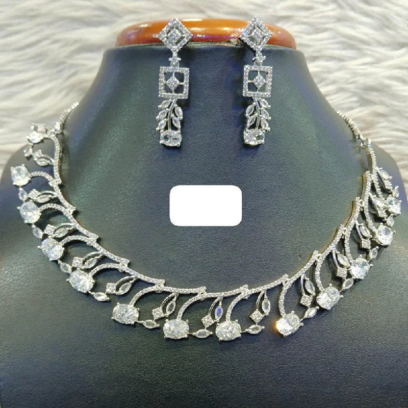 Once-A-Year Jewelry Sale – Grab Your Favorites Now Jain Jewellers Silver Plated AD Choker Necklace Set