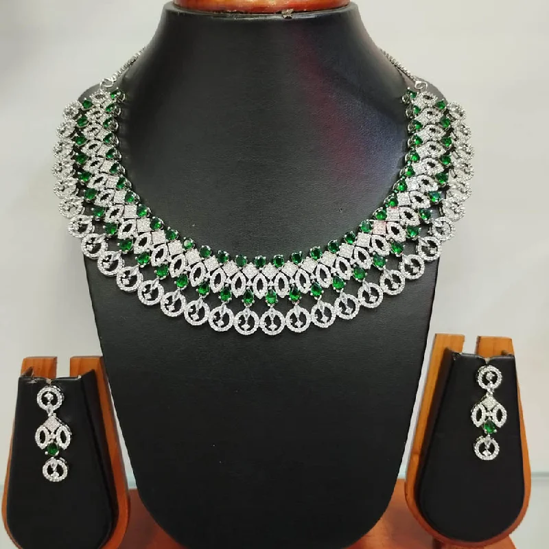 Premium Jewelry At Special Low Prices For A Limited Time Jain Jewellers Silver Plated AD Necklace Set