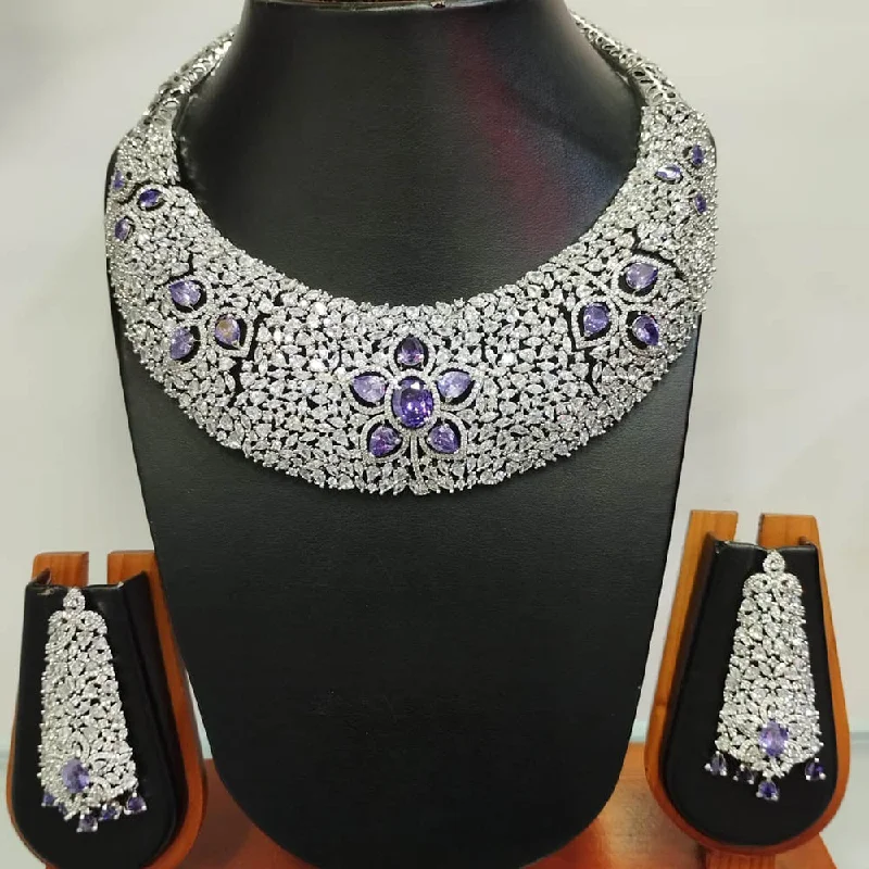 Trending Jewelry Now Available At Exclusive Prices Jain Jewellers Silver Plated AD Necklace Set