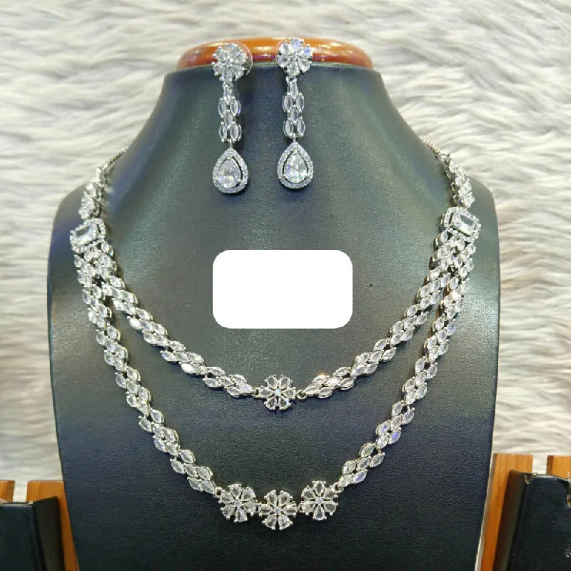 Jewelry Clearance Event – Stock Up Before It's Over Jain Jewellers Silver Plated AD Necklace Set