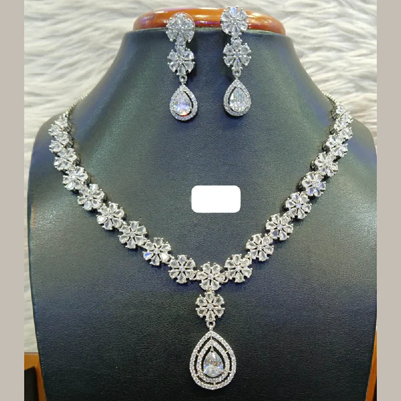 Unlock Unbeatable Jewelry Deals Before They’Re Gone Jain Jewellers Silver Plated AD Necklace Set