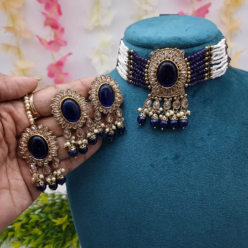 Fashion-Forward Jewelry At Incredible Prices JCM Gold Plated Crystal Stone And Pearls Choker Necklace Set