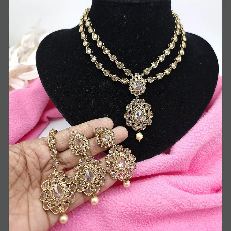 Trending Jewelry Styles Now At Limited-Time Discounts JCM Gold Plated Crystal Stone And Pearls Necklace Set
