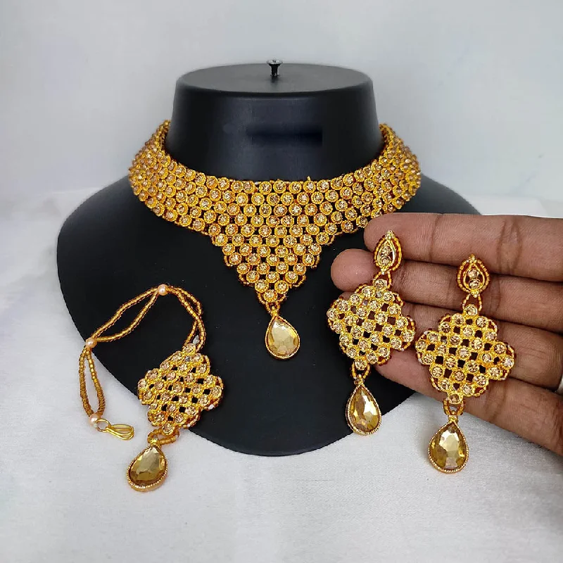 Fashion-Forward Geometric Jewelry For Contemporary Style Lucentarts Jewellery Gold Plated Austrian Stone Choker Necklace Set