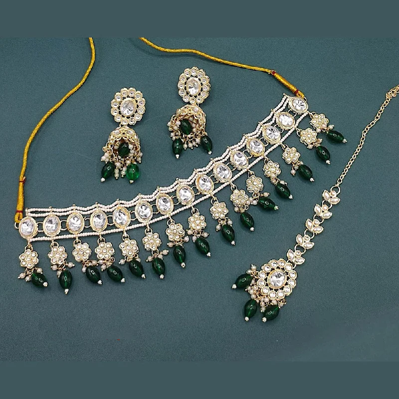 Romantic Heart-Shaped Jewelry For Special Gifts Lucentarts Jewellery Gold Plated Crystal Stone And Pearls Choker Necklace Set