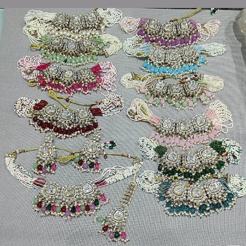 Affordable Glamour – Premium Jewelry For Less Rani Sati Jewels Gold Plated Kundan Stone And Pearls Choker Necklace Set