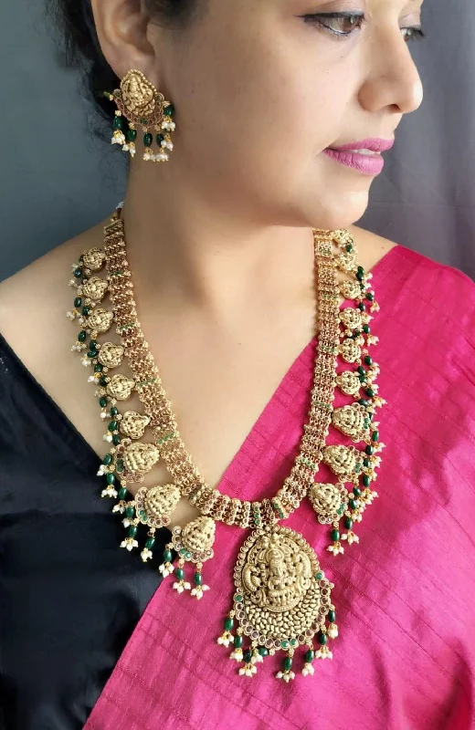 Shop Dazzling Jewelry At The Best Prices Temple design Necklace Laxmi motif double layer