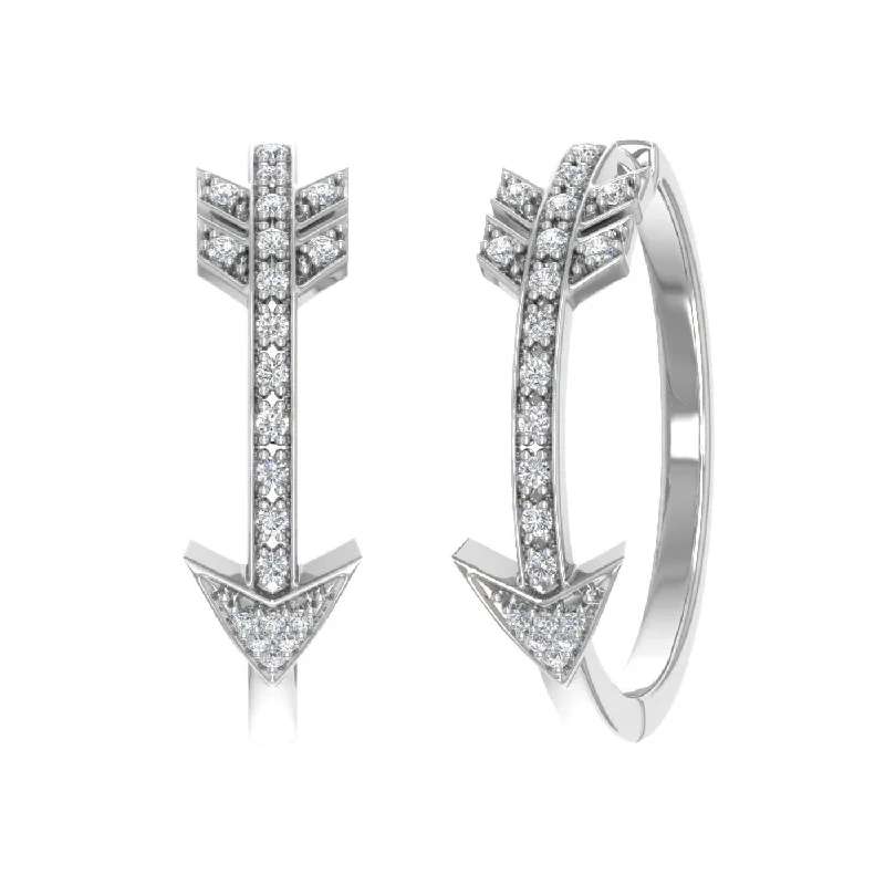 Flash Deals On Fine Jewelry – Shop Before It's Gone 1/4 Carat Diamond Arrow Hoop Earrings in Gold - IGI Certified