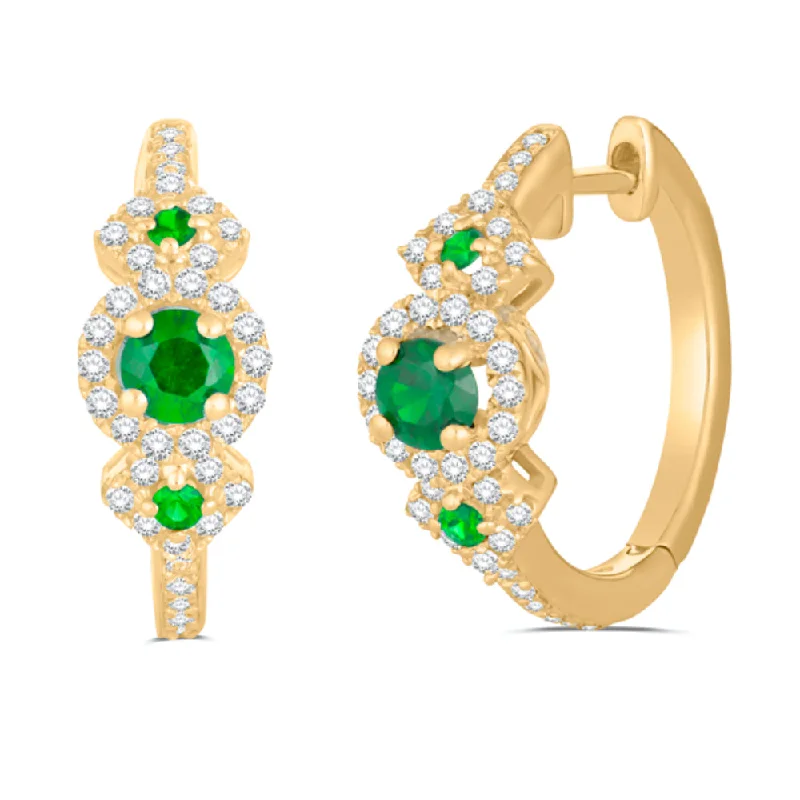 Shop Dazzling Jewelry With Special Promotional Discounts 14k Emerald & Diamond Hoop Earrings