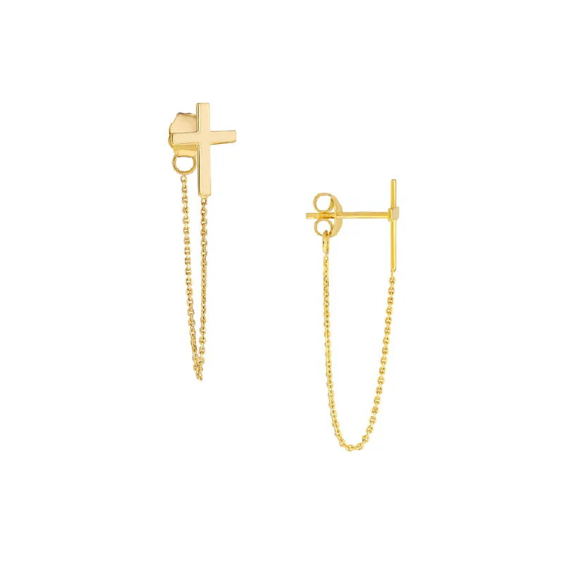Dazzle With Discounts – Shop Jewelry On Sale 14k Gold Cross With Dangling Chain Earrings