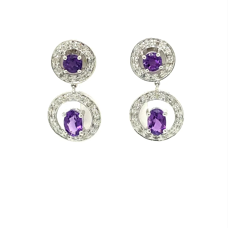 Exclusive Jewelry Sale – Sparkle For Less Amethyst and Diamond Dangle Earrings