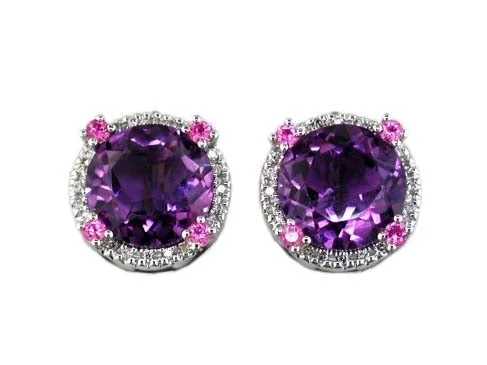 Elevate Your Jewelry Collection With Limited-Time Savings Amethyst and Pink Sapphire Earrings
