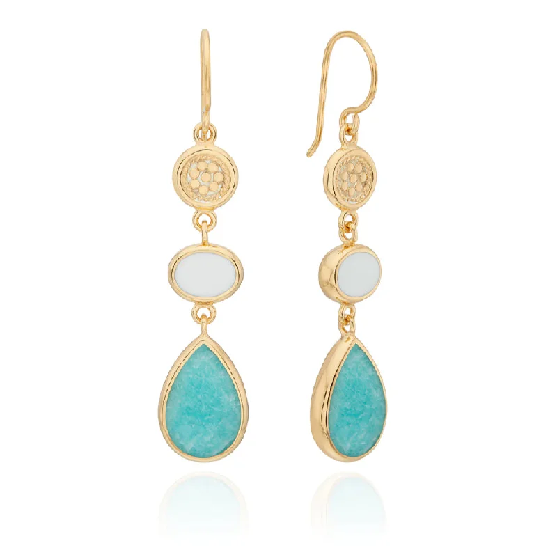 Jewelry Flash Sale – Stylish Designs At Unbeatable Rates Anna Beck Amazonite & White Agate Triple Drop Earrings - Gold