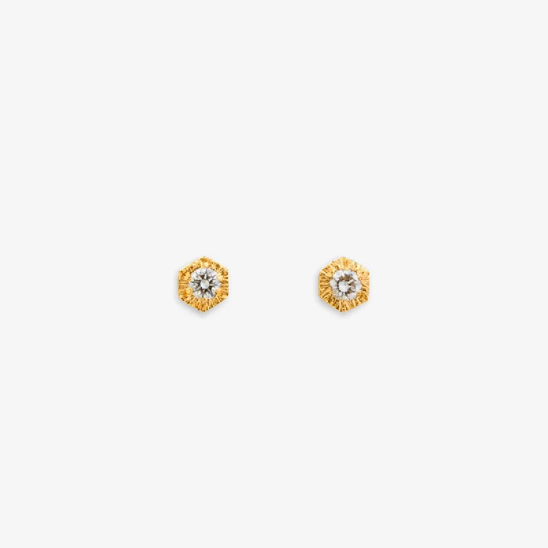 Handcrafted Jewelry Sale – Unique Designs At Low Prices Baby White Diamond Hexagon Studs | E9901W