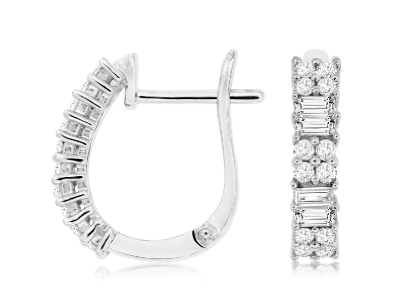 Huge Markdowns On Premium Jewelry Styles Baguette and Round Diamond Hoop Earrings