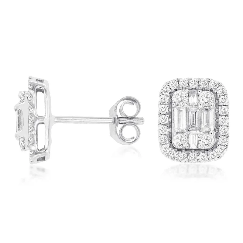 Make Your Outfit Shine With Discounted Jewelry Baguette Cluster and Diamond Halo Earrings