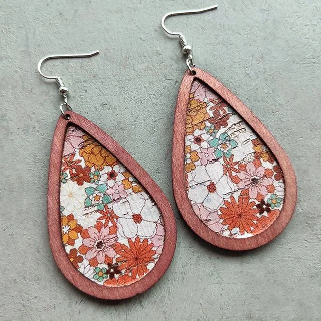 Must-Have Jewelry At Unbelievable Discounts Beautiful Floral Wood Drop Earrings