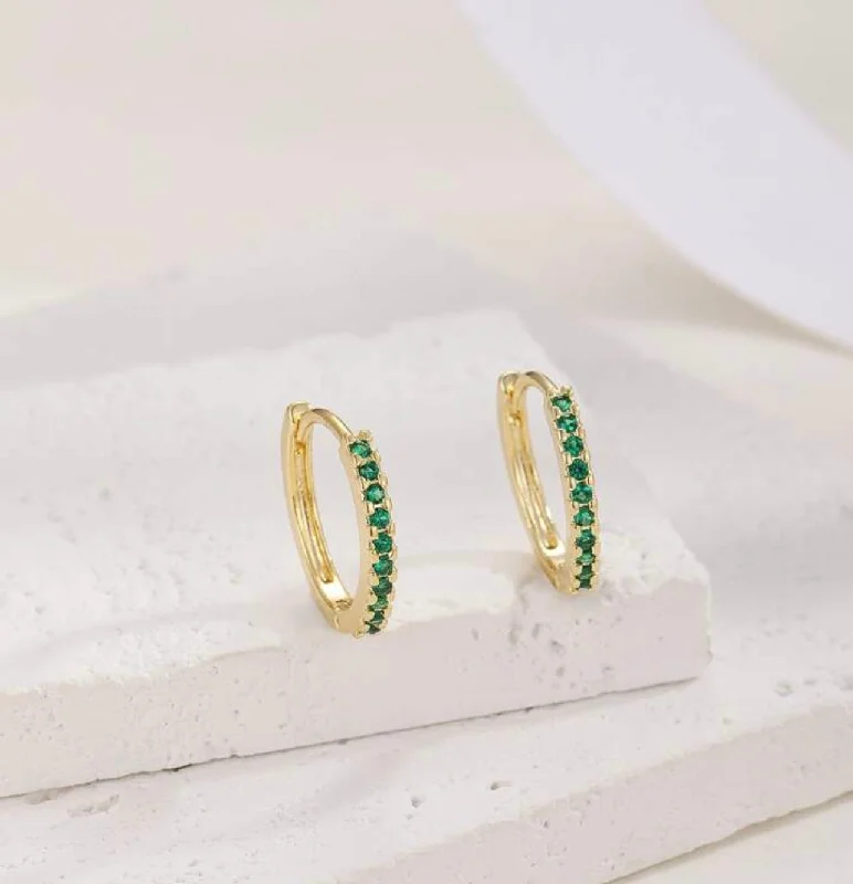 Your Dream Jewelry At Dream Prices Beautiful Green Gem and Gold Huggies