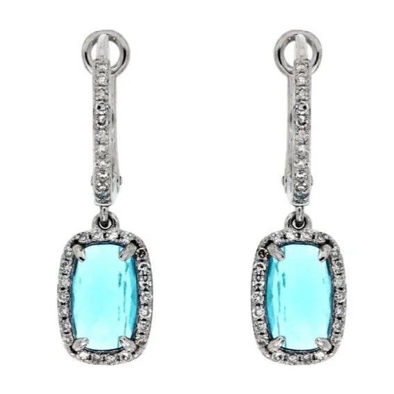 Bohemian-Inspired Jewelry For Free-Spirited Fashion Blue Topaz and Diamond Dangle Earrings