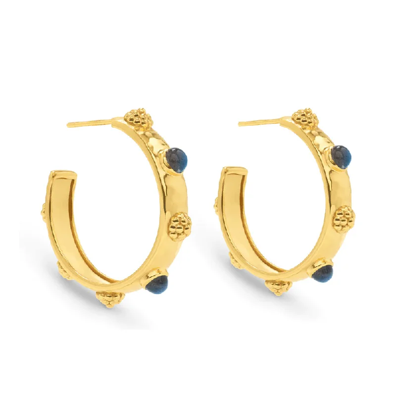 The Perfect Jewelry Piece At The Perfect Discount Capucine de Wulf Cleopatra Hoop Earrings- Hammered Gold/Blue Labradorite