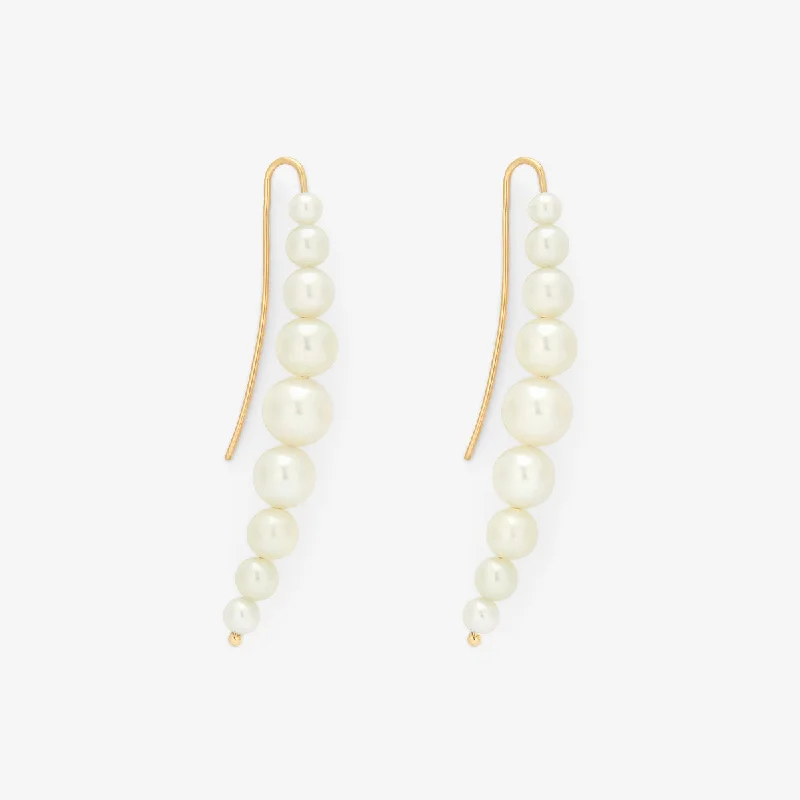 Bohemian-Inspired Jewelry For Free-Spirited Fashion Cascading White Pearl Drop Earrings | E7801P