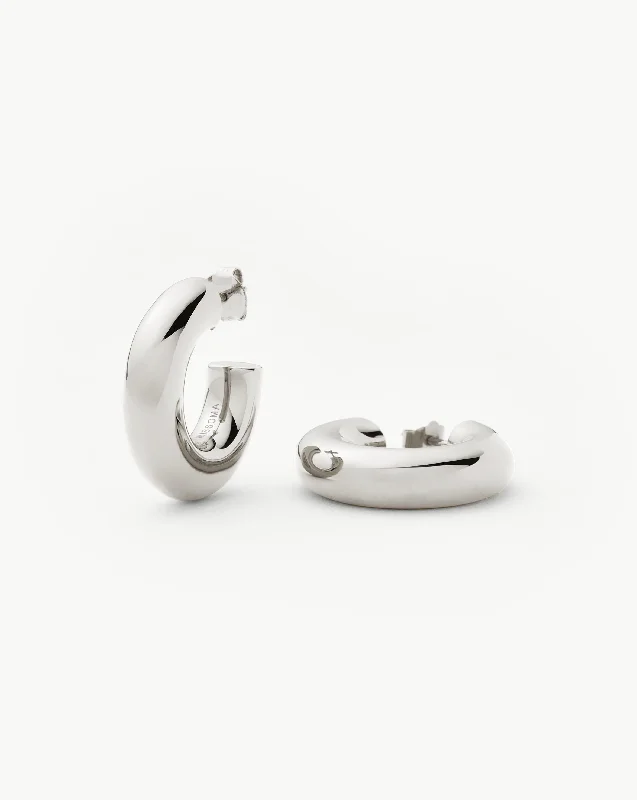 Jewelry Clearance Event – Stock Up Before It's Over Chubby Medium Hoop Earrings | Sterling Silver