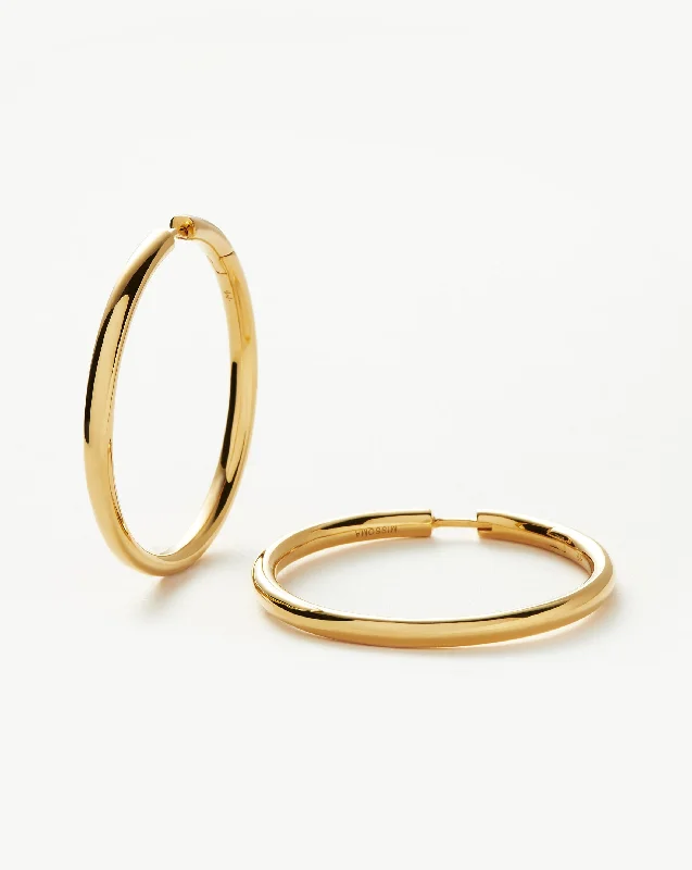 Timeless Beauty, Unbeatable Deals – Jewelry Sale On Classic Tunnel Large Hoop Earrings | 18ct Gold Plated