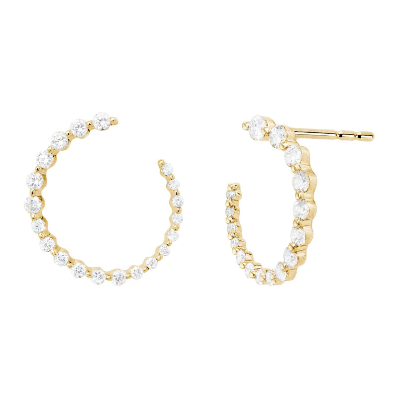 Bold And Beautiful Jewelry Now At Irresistible Prices 14K Yellow Gold Partial Hoop Diamond Earrings