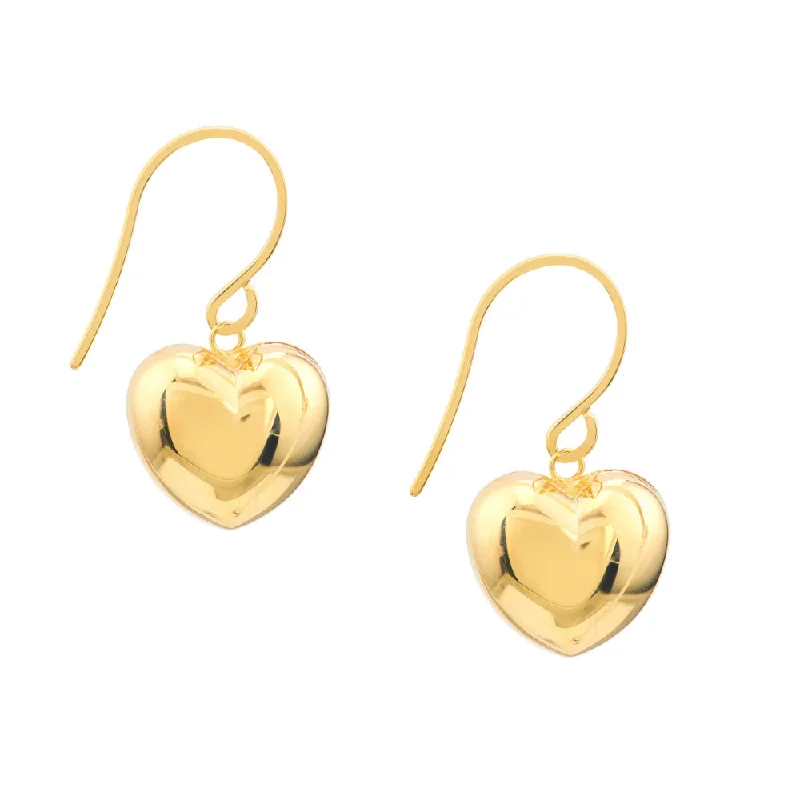 Luxury Handcrafted Jewelry For Elegant Looks 14Y Puffed Heart Earrings on Wire