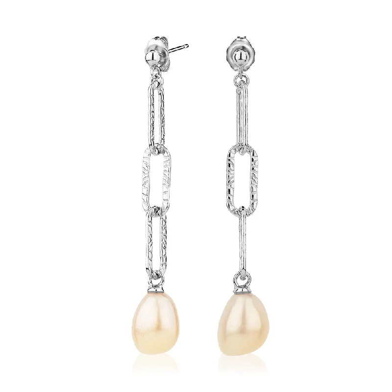 Timeless Elegance Now At Special Discounts Cultured freshwater pearl drop earrings in sterling silver