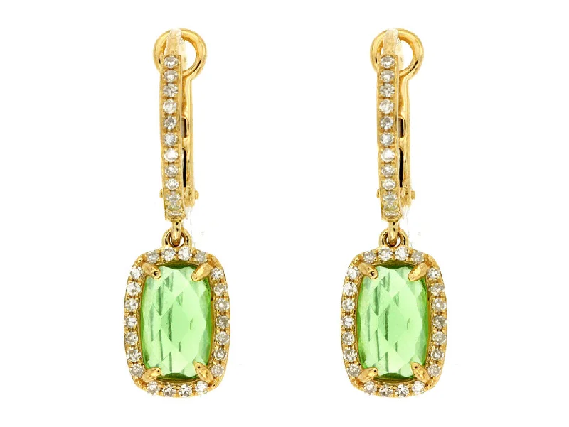 Buy More, Save More On Stunning Jewelry Pieces Cushion Peridot and Diamond Halo Dangle Earrings
