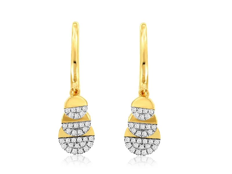 Luxury Handcrafted Jewelry For Elegant Looks Diamond Accented Triple Disc Dangle Earrings