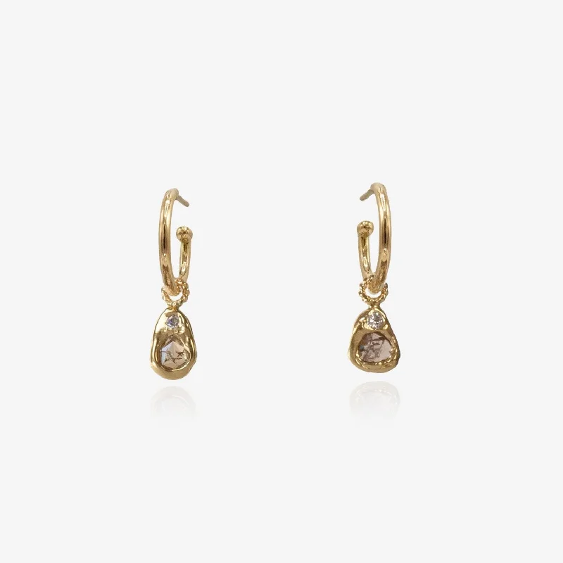 Last Chance To Shop High-End Jewelry At Markdown Prices Diamond Slice Charms on Medium Orbis Hoop Earrings