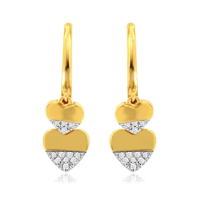 Affordable Glamour – Premium Jewelry At Special Prices Double Diamond Heart Design Dangle Earrings