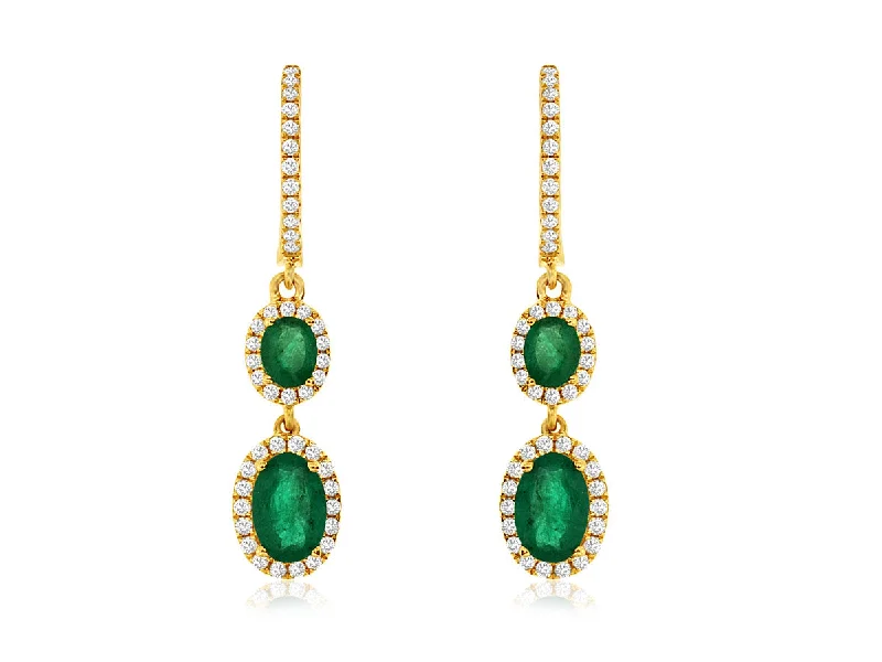 Grab Your Dream Jewelry At The Lowest Prices Double Emerald and Diamond Halo Dangle Earrings