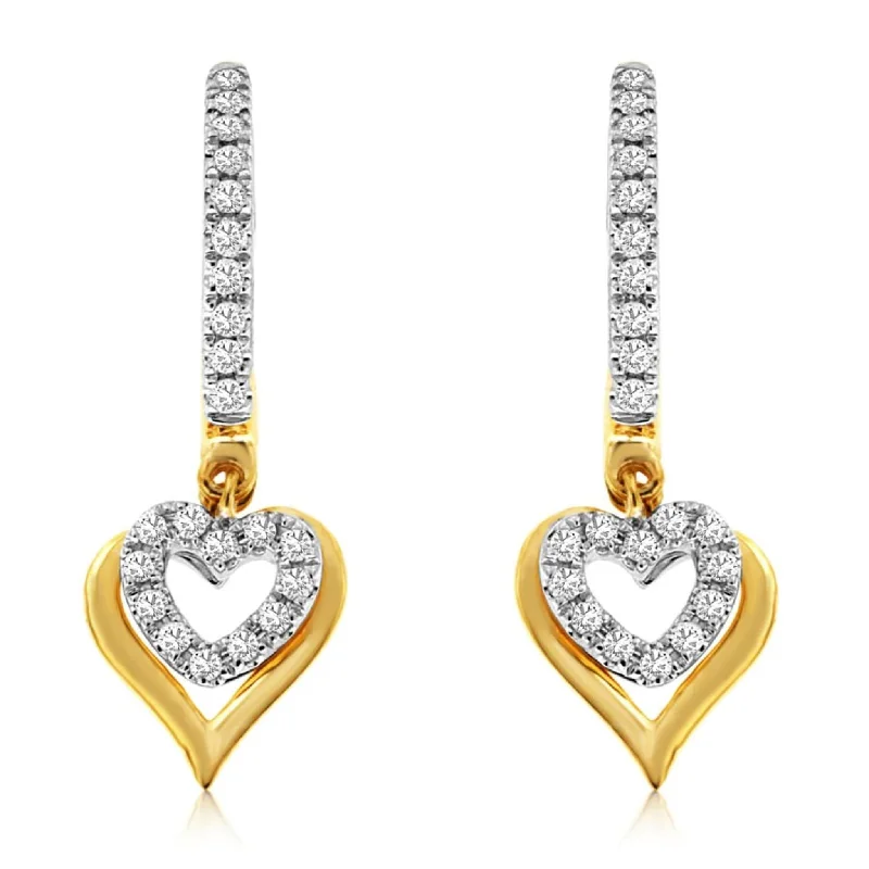 Elegant Designs, Unbeatable Discounts – Shop Jewelry Now Double Heart Design Diamond Dangle Earrings