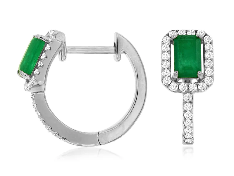 Elegant Rose Gold Jewelry For A Stylish Touch Emerald and Diamond Huggie Earrings