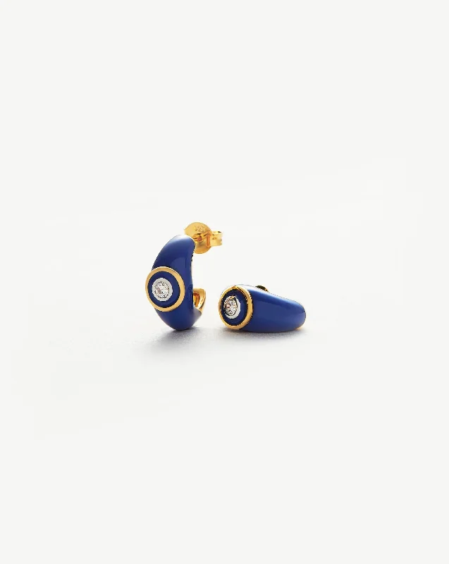 Grab Stylish Jewelry Before The Sale Ends Enamel & Stone Dome Small Hoop Earrings